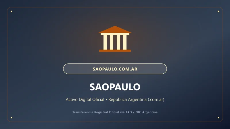 Identidad visual y presentación comercial del nombre de dominio saopaulo.com.ar en venta